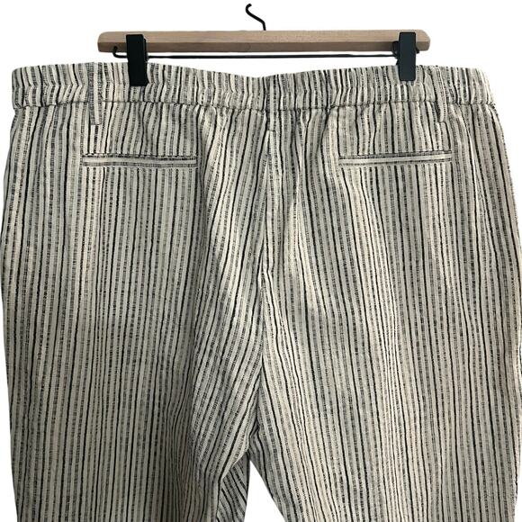 Eileen Fisher | Cotton Slouchy Ticking Stripe Tapered Ankle Pants | Natural | XL - Picture 4 of 8